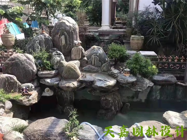 海安小型庭院假山鱼池